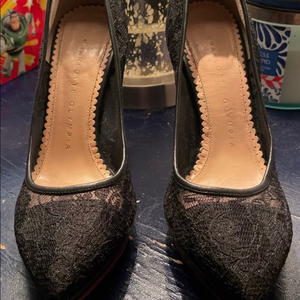 Charlotte Olympia Black Lace Heels 34